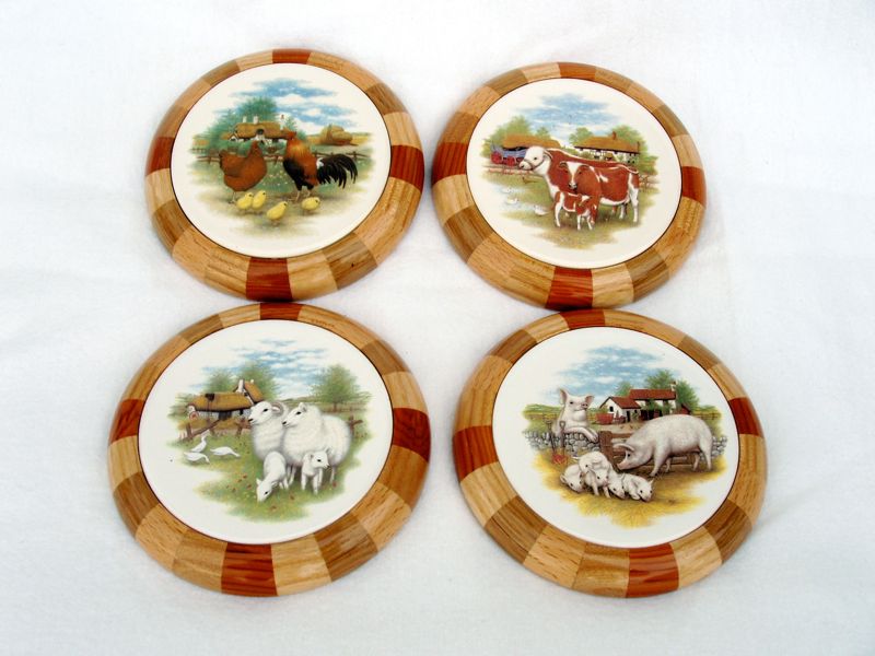 Set of 4 Coasters (Farm Animals)