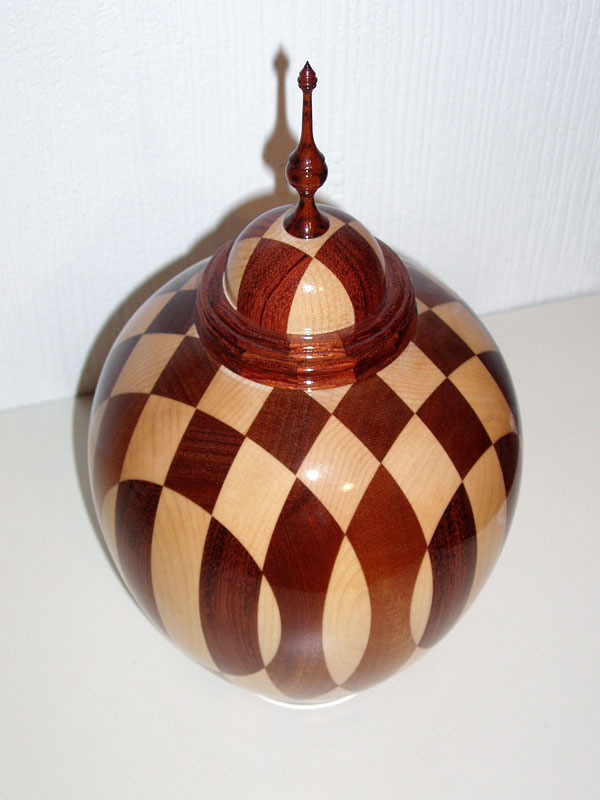 'Chequer Board' Staves Lidded Vessel